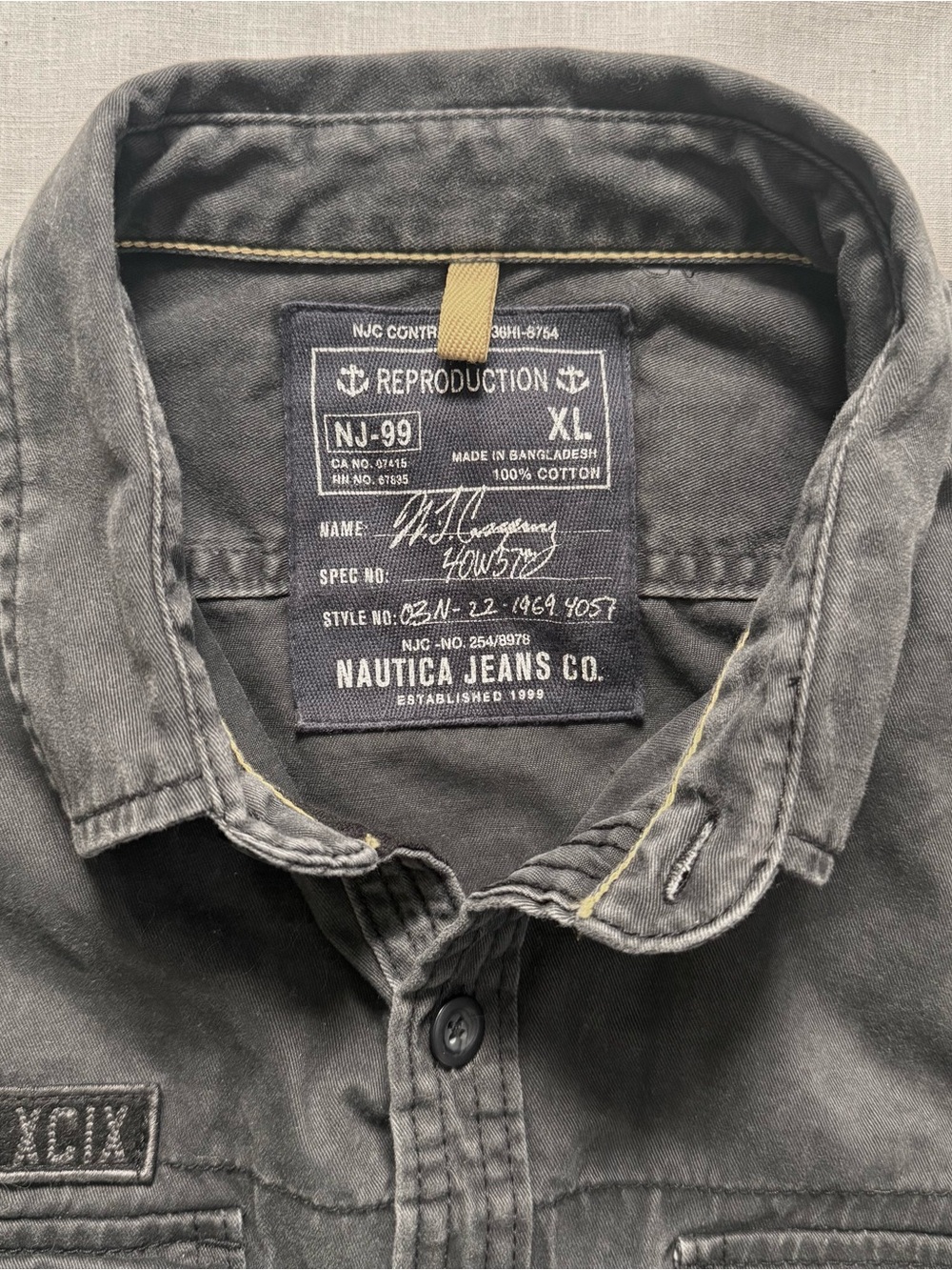 Nautica Jeans Co. Washed Black Button-Front Military Utility Shirt - Picture 2 of 5